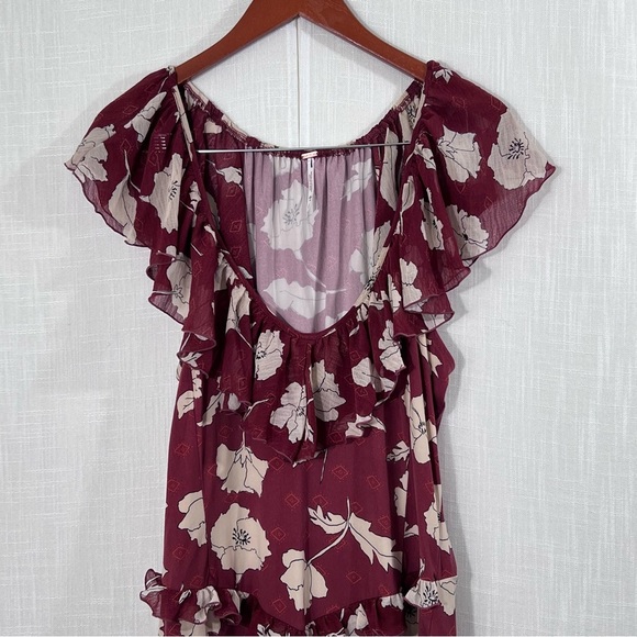 Free People Austyn Ruffle Floral Jumpsuit Coastal Cowgirl Bell Bottoms Sz L - Picture 5 of 15